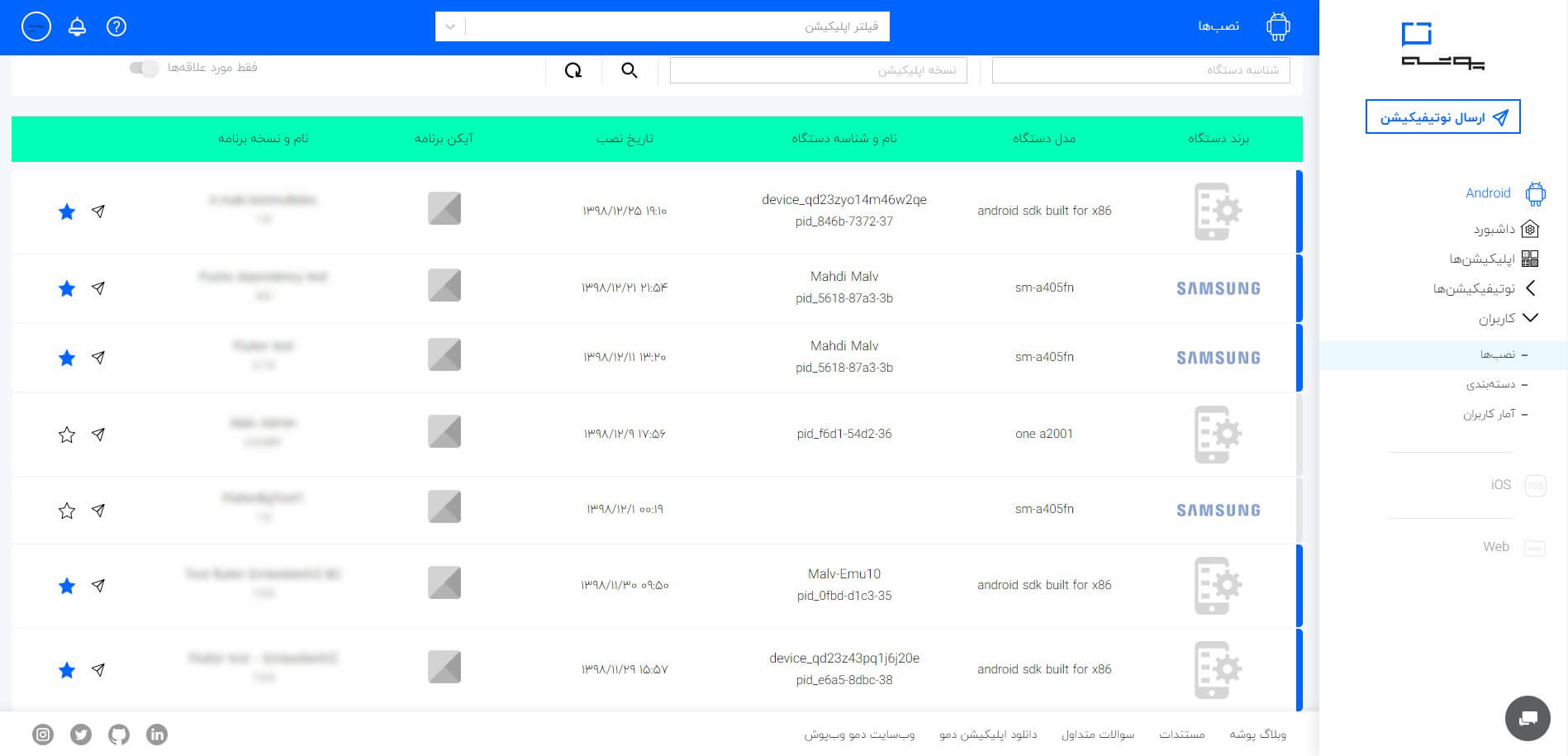 پوش‌نوتیفیکیشن آزمایشی
